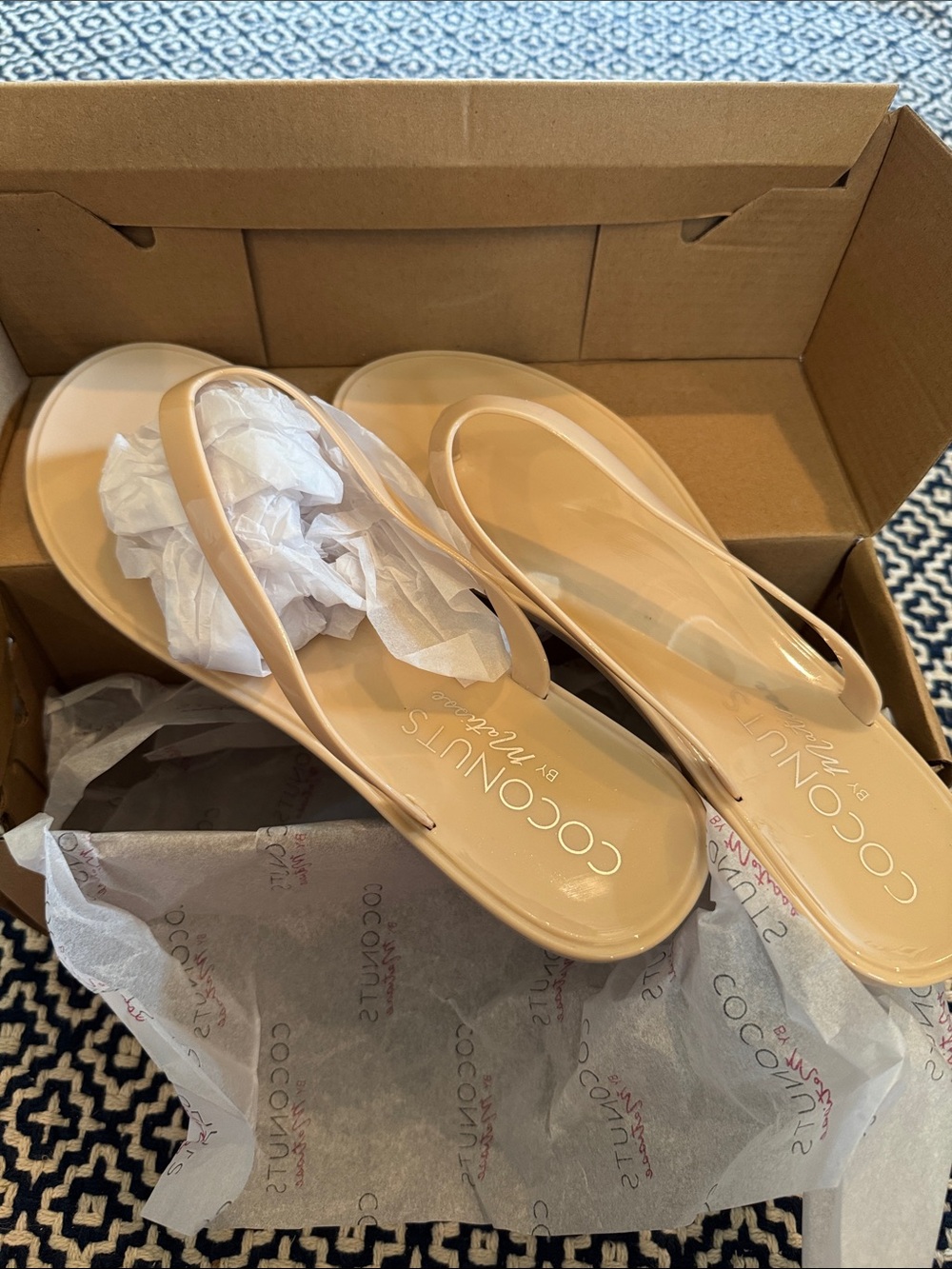 BRAND NEW IN BOX!! Coconuts by Matisse Beige Jelly Flip Sandals - Picture 2 of 6